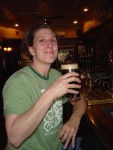 Merideth enjoying her pint of Double Chocolate.