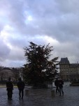 The top of the Christmas tree at Notre Dame was a victim of the high winds too.