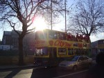 A busload of Santas